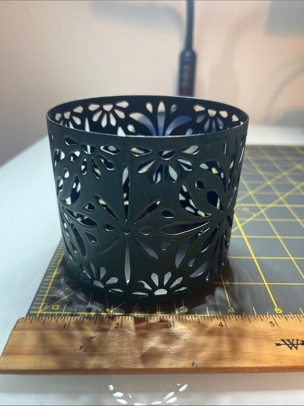 Bath & Body Works Green Floral Cutout Metal Candle Holder
